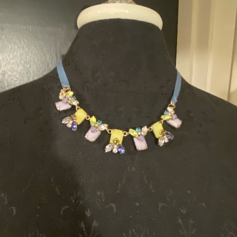 💜 J. Crew Beaded Statement Necklace with Tie Closure